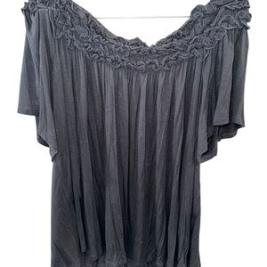 Elle Elegant Black Ruffle‎ Top